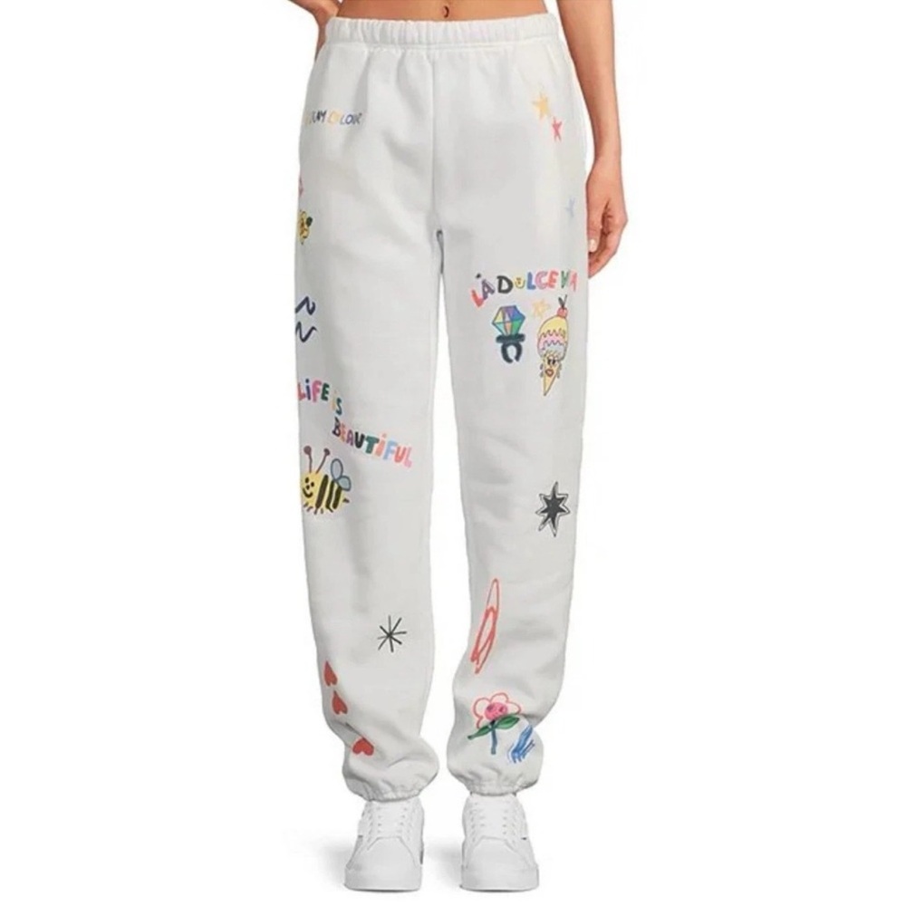 The Mayfair Group Sweatpants Women's S/M White Somebody Loves You Coordinating
